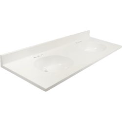 Item 277101, Double Sink vanity top with integral non-recessed oval sinks in cultured 