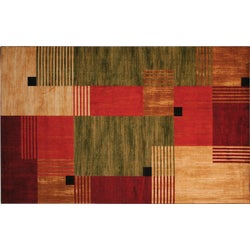 Item 278556, A geometric pattern of squares in dark red, green and beige tones is a 