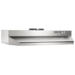 Item 281212, Contemporary style 4-way convertible range hood. Installs ducted 3-1/4 In.