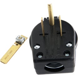 Item 301137, Heavy-duty pin-type design electrical plug with two blades and half pin.
