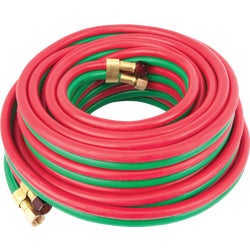 Item 301173, Suitable for use with oxygen-acetylene only. Red hose for acetylene.