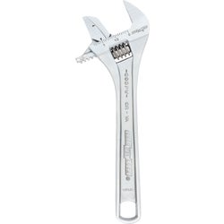 Item 301258, Channellock extra wide adjustable wrench features a reversible jaw for work