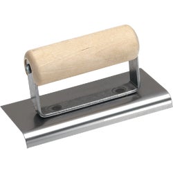 Item 301483, End edger featuring a stainless steel blade and wooden handle.