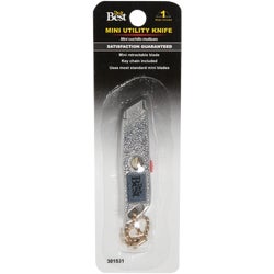 Item 301531, The die cast chrome pocket sized utility knife is perfect for small or 