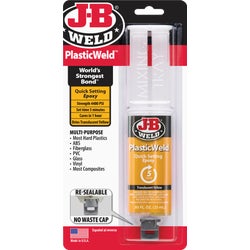 Item 301556, PlasticWeld is a specially formulated two-part adhesive and epoxy filler 