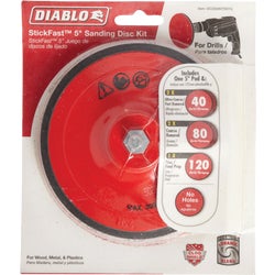 Item 302981, Premium sanding disc kit with StickFast backing includes assorted sanding 
