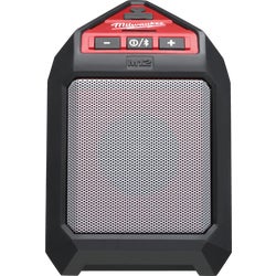 Item 303660, The M12 wireless jobsite speaker uses Bluetooth to pair with portable 