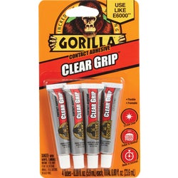Item 303959, Gorilla Clear Grip is a flexible, fast-setting, crystal clear contact 