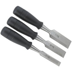 Item 307769, This 3-piece chisel set features a heavy duty extra sharp, hardened steel 