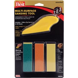 Item 308234, Includes Micro ZipSander tool and 30 assorted grit refill sheets