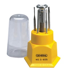 Item 311870, The #S605 Five-blade Screwdriver Set includes slotted and crosspoint blades