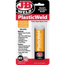 Item 314118, PlasticWeld is a hand-mixable, fast-setting epoxy putty that forms a 