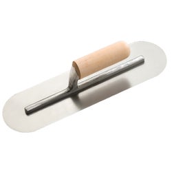 Item 322662, 4 In. pool trowel featuring a wood handle with short aluminum mounting.