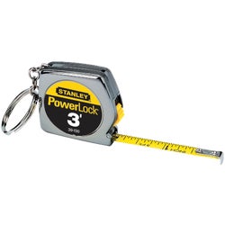 Item 337641, The Stanley PowerLock Key Tape Measure features a sliding lock to keep the 