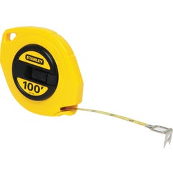 Item 346236, The Stanley 100 ft. Steel Long Tape features a polymer-coated 3/8 in.