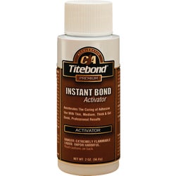 Item 349705, Accelerates the curing time for Titebond instant bond products.