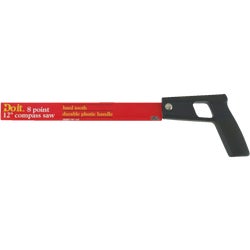 Item 350060, This 8-point 12-inch compass saw features a plastic butcher style handle 