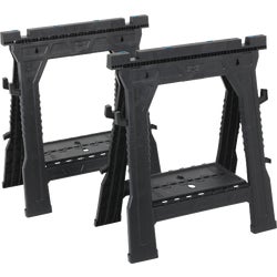 Item 352754, 1-pair folding sawhorses. Integrated V-grooves for pipes and 2X4s.