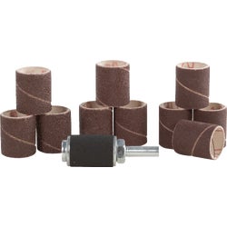 Item 354100, Assorted abrasive sleeves slip over expandable rubber drum.
