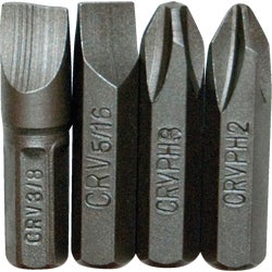 Item 357526, The Great Neck 4 Piece Impact Bit Set includes Phillips and Slotted bits 