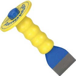 Item 368628, Durable, yellow plastic guard is permanently molded to steel tool to 