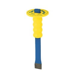 Item 368636, Durable, yellow plastic guard is permanently molded to steel tool to 