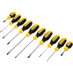 Item 375101, The Stanley 10-piece screwdriver set features popular tip sizes with black 