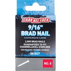 Item 381837, No. 8, 9/16 In. brad nails. For use with Channellock Model No.