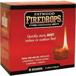 Item 400113, Fatwood Firedrops are a quick, safe, and easy way to start any indoor or 
