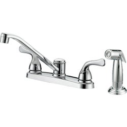 Item 400656, 2-handle kitchen faucet with chrome side sprayer.