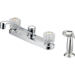 Item 400662, 2 acrylic handle kitchen faucet with chrome side sprayer. 1.