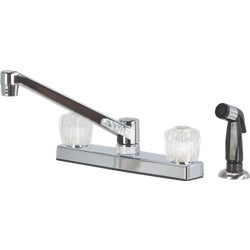 Item 400677, 2-handle nonmetallic kitchen faucet with clear acrylic knobs. 1.