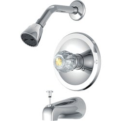 Item 400703, 1-handle metallic tub and shower faucet with acrylic handle. 1.