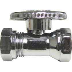 Item 400744, 1/4-turn valve controls water flow to household plumbing fixtures.