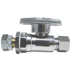 Item 400746, 1/4-turn valve controls water flow to household plumbing fixtures.