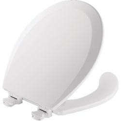 Item 400877, This toilet seat is made from durable enameled wood that has a high-gloss 