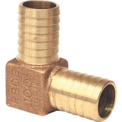 Item 400928, Heavy-duty red brass elbow, for use with polyethylene pipe.