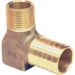 Item 400935, Heavy-duty red brass elbow. For use with polyethylene pipe.