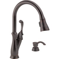 19950Z-RBSD-DST Delta Arabella Pull-Down Kitchen Faucet with Soap Dispenser faucet kitchen