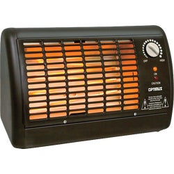 Item 401120, Portable fan forced radiant heater with thermostat.