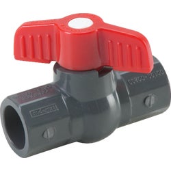 Item 402788, PVC Schedule 80 grey ball valve solvent weld. Rated at 150 P.S.I.