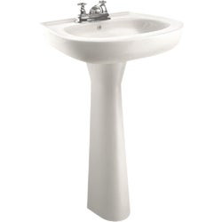 Item 403276, Traditional style pedestal and sink is ideal for small spaces. Less than 0.