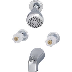Item 404255, 2 knob acrylic handle tub and shower faucet, polished Chrome finish