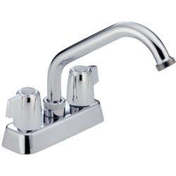 Item 404276, 2-handle laundry faucet with metal handles, 5-5/8" hose thread spout.