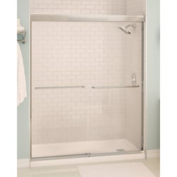 Item 404491, Aura 6 Mm. frameless clear glass shower door 55 In. - 59 In. opening.