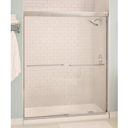 Item 404499, Aura 6 Mm. frameless clear glass shower door 55 In. - 59 In. opening.