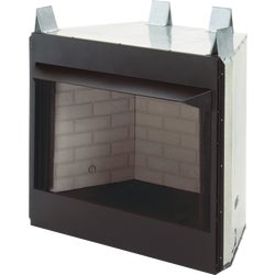 Item 404621, 36 In. flush face radiant firebox with white stacked refractory panels.