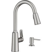 87028SRS Moen Edwyn Single Handle Pull-Down Kitchen Faucet with Soap Dispenser