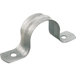 Item 405886, 2-hole galvanized steel pipe strap.
