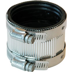 Item 407269, No-hub coupling made of 100% neoprene with stainless steel clamps.